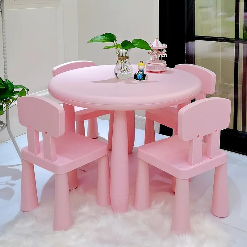 Kids Outdoor Table And Chairs - Pink Kawaii Early Education Kids Study