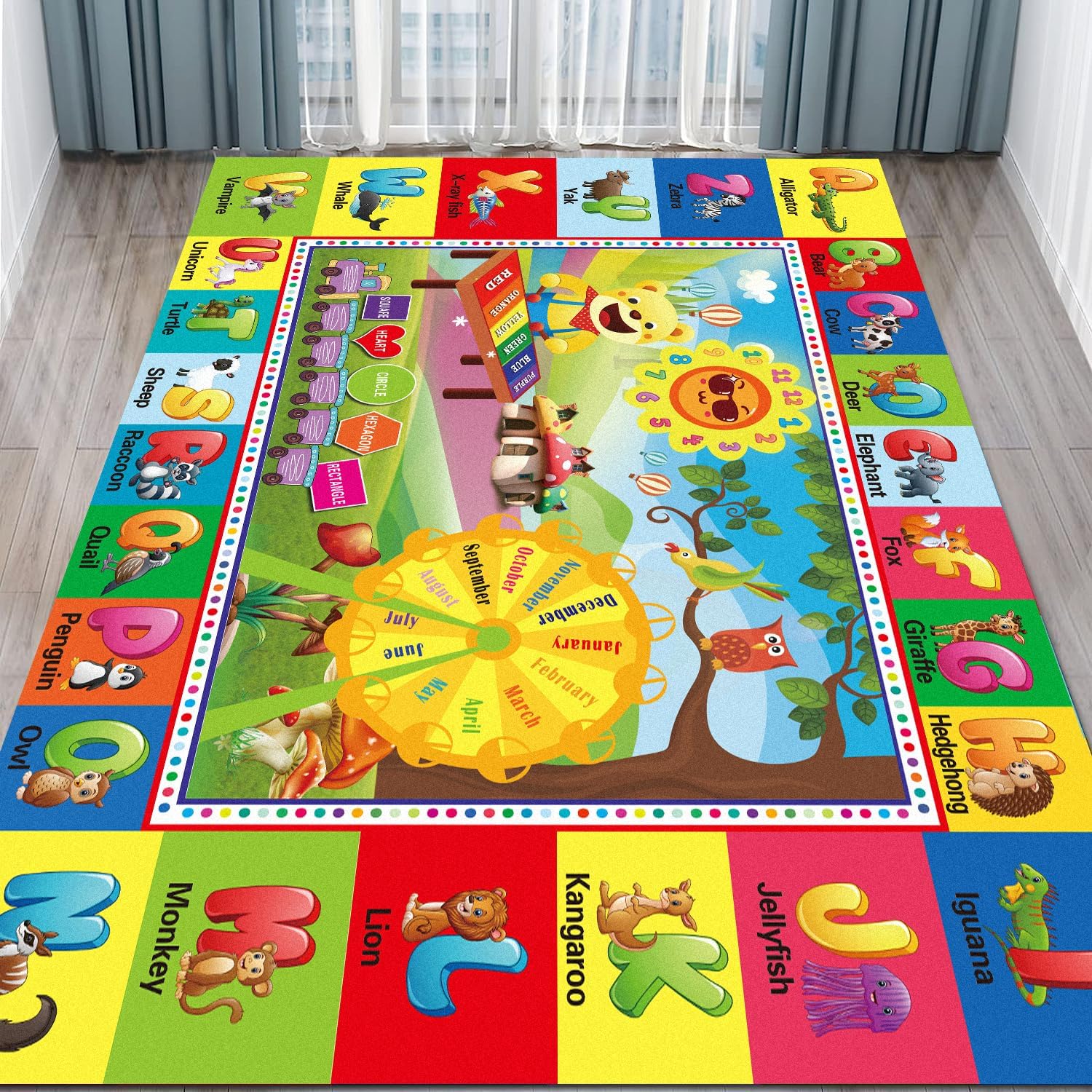 Kids Outdoor Play Area - Large Colorful ABC Kids Play Rug,