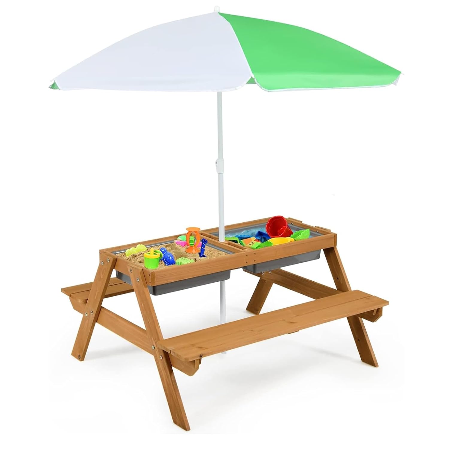 4in1 Cedar Kids Picnic Table w - đánh giá và giá Kids Outdoor Table With Umbrella