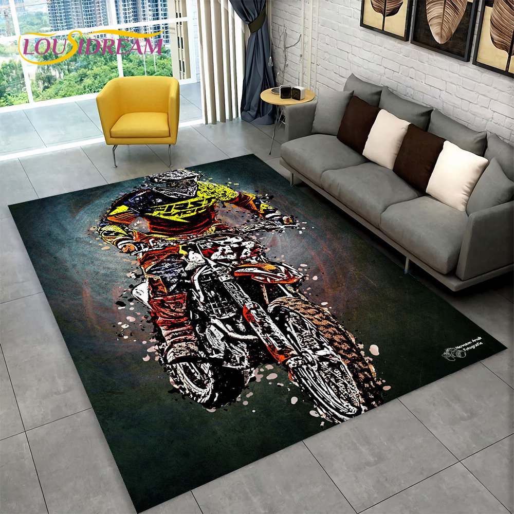 3D Motorcycle Racing Area Rug  - đánh giá và giá Kids Outdoor Play Area