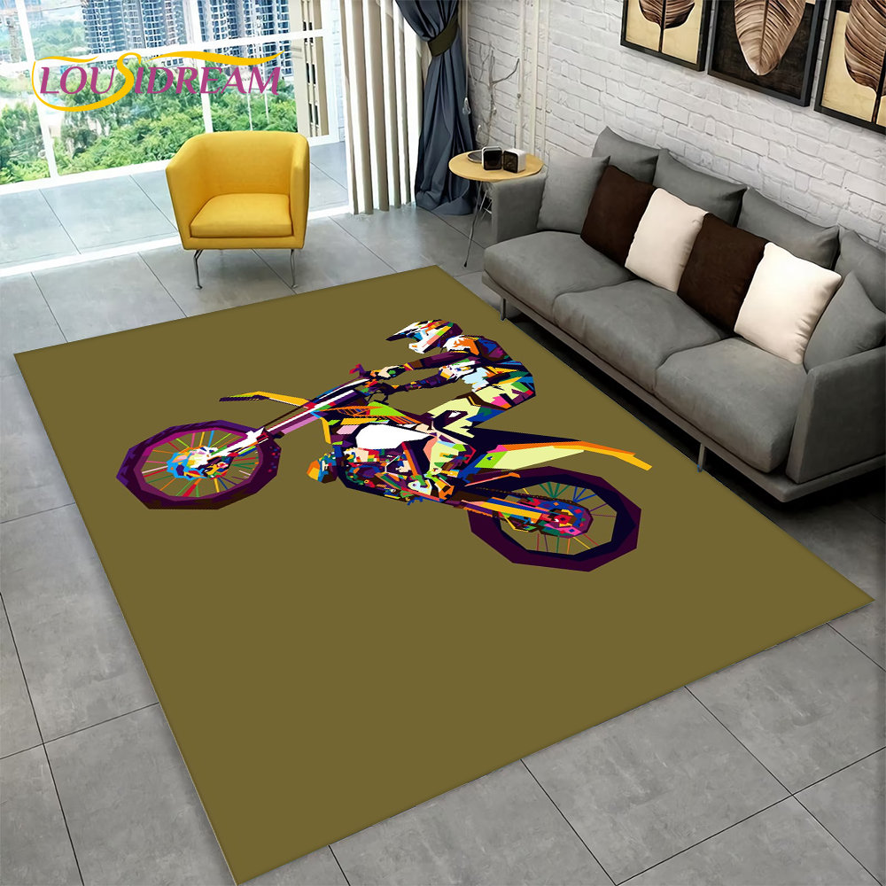 3D Motorcycle Racing Area Rug  - đánh giá và giá Kids Outdoor Play Area