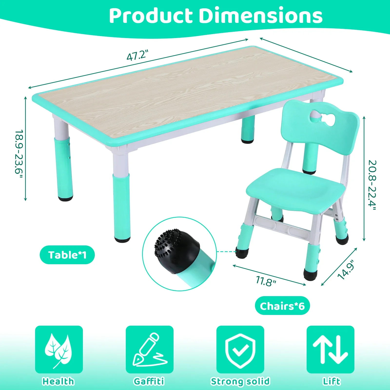 Kids Table and 6 Chairs Set He - đánh giá và giá Kids Outdoor Table And Chairs