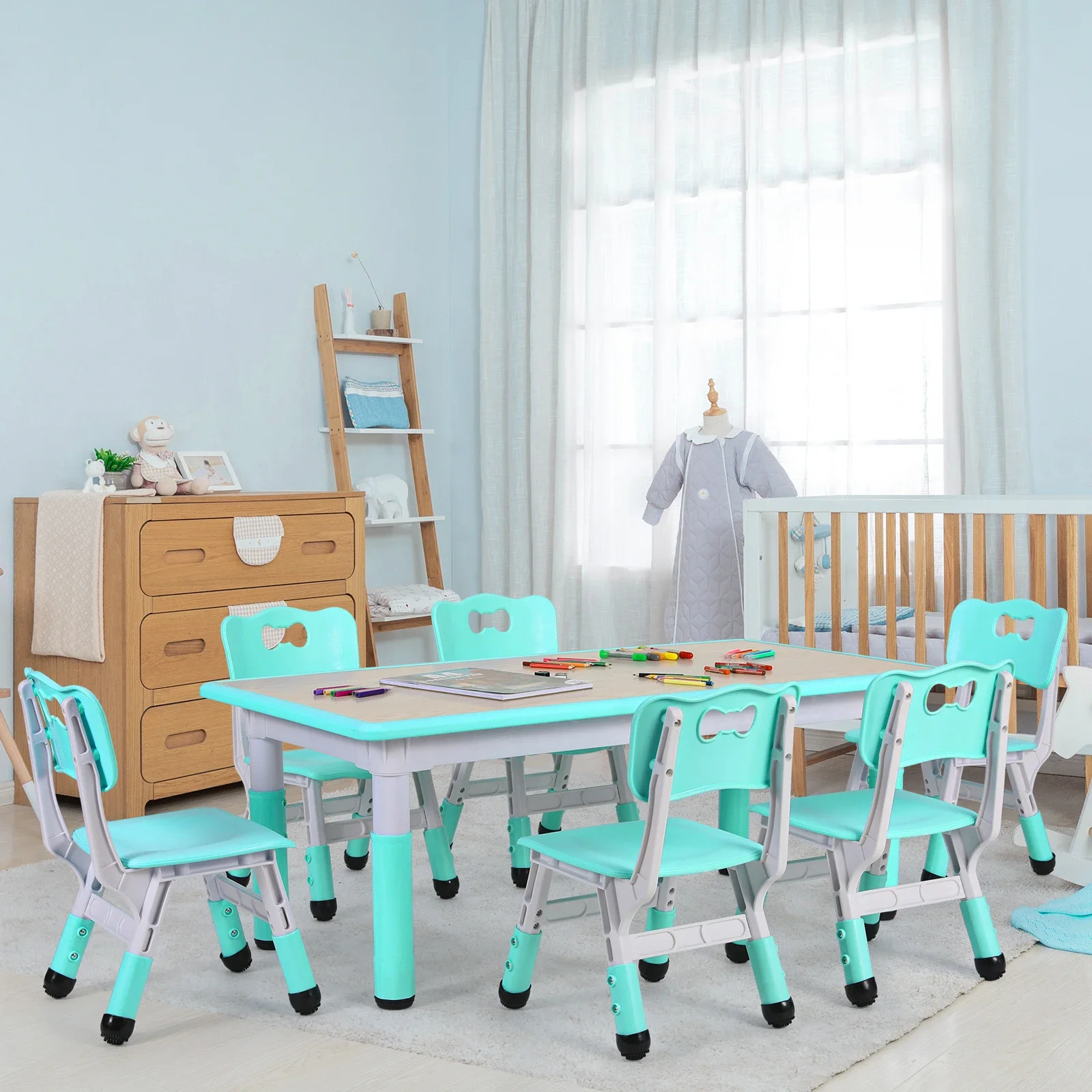 Kids Table and 6 Chairs Set He - đánh giá và giá Kids Outdoor Table And Chairs